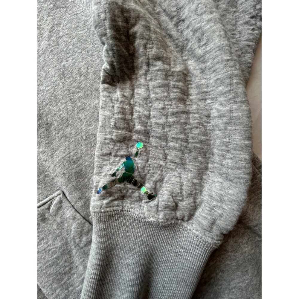 Jordan Mens XL Gray Quilted Sleeve Embossed 23 Logo Pullover Hoodie Jumpman - Picture 2 of 7